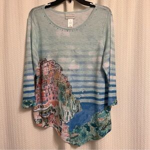 ALFRED DUNNER Monterey Scenic Knit Top Women’s small